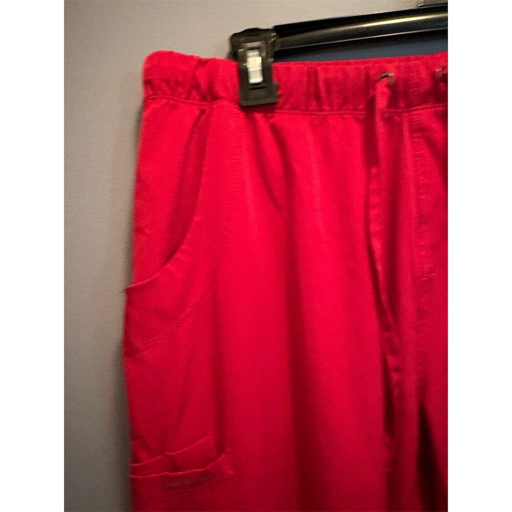 Healing Hands Scrub Pants Womens Size L Red Cargo Drawstring Elastic Waist - Picture 3 of 10
